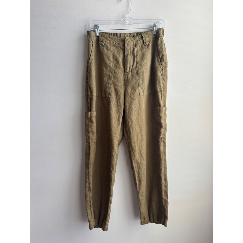 Nicole Miller Brown Linen Cargo Pants Womens Medium